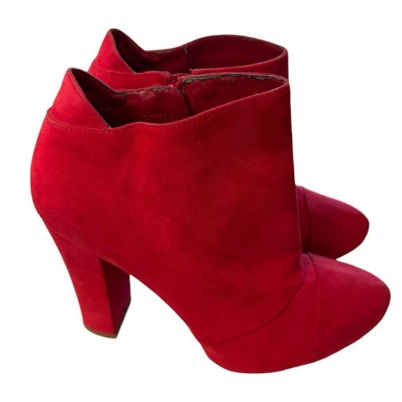 Qupid Women's Red Suede Platform Ankle Boots Booties 10 - Picture 2 of 6